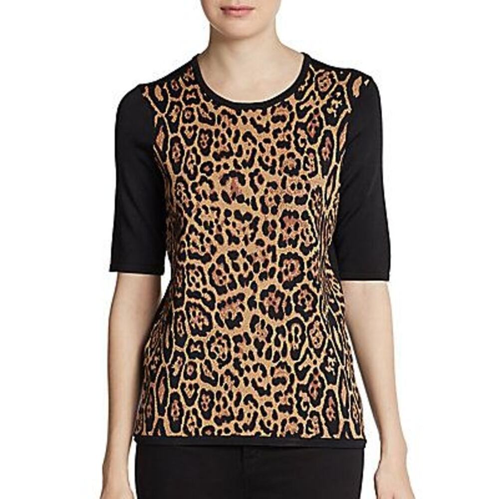 Pink‎ Tartan Animal Print Heavy Knit Blouse M